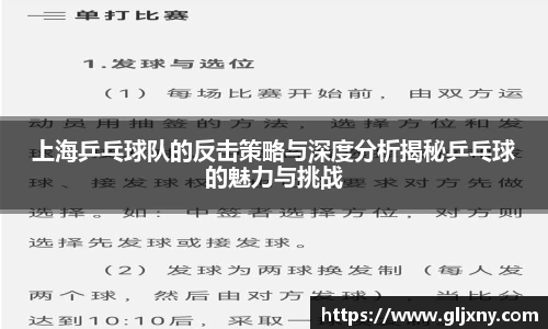 上海乒乓球队的反击策略与深度分析揭秘乒乓球的魅力与挑战